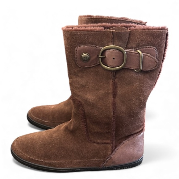 Coach Shoes - Coach Mid Winter Suede Sheepskin Pull On Brown Boots Size 10